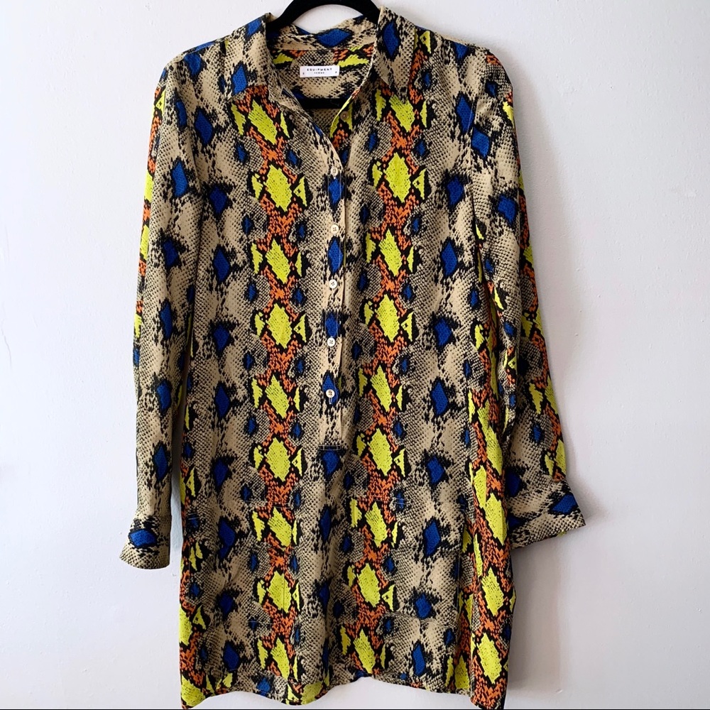 Equipment Lucinda Short Snakeskin 100% Silk Dress